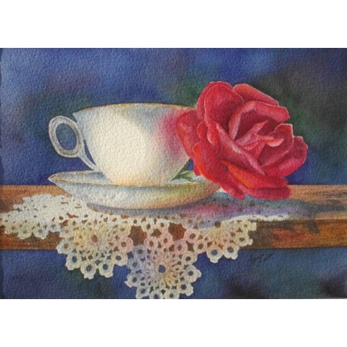 Laura Leeder Watercolor Teacup Note Prints - Comfort & Joy